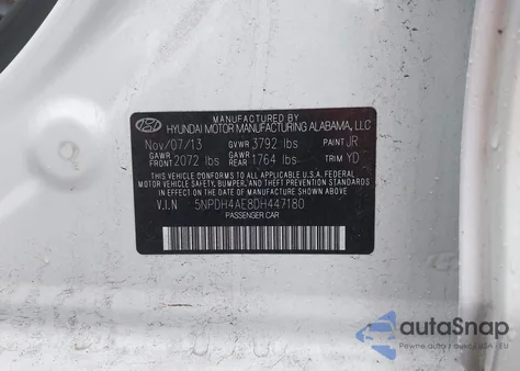 2013 Hyundai Elantra Gls/Limited from USA, damaged, VIN 5NPDH4AE8DH447180